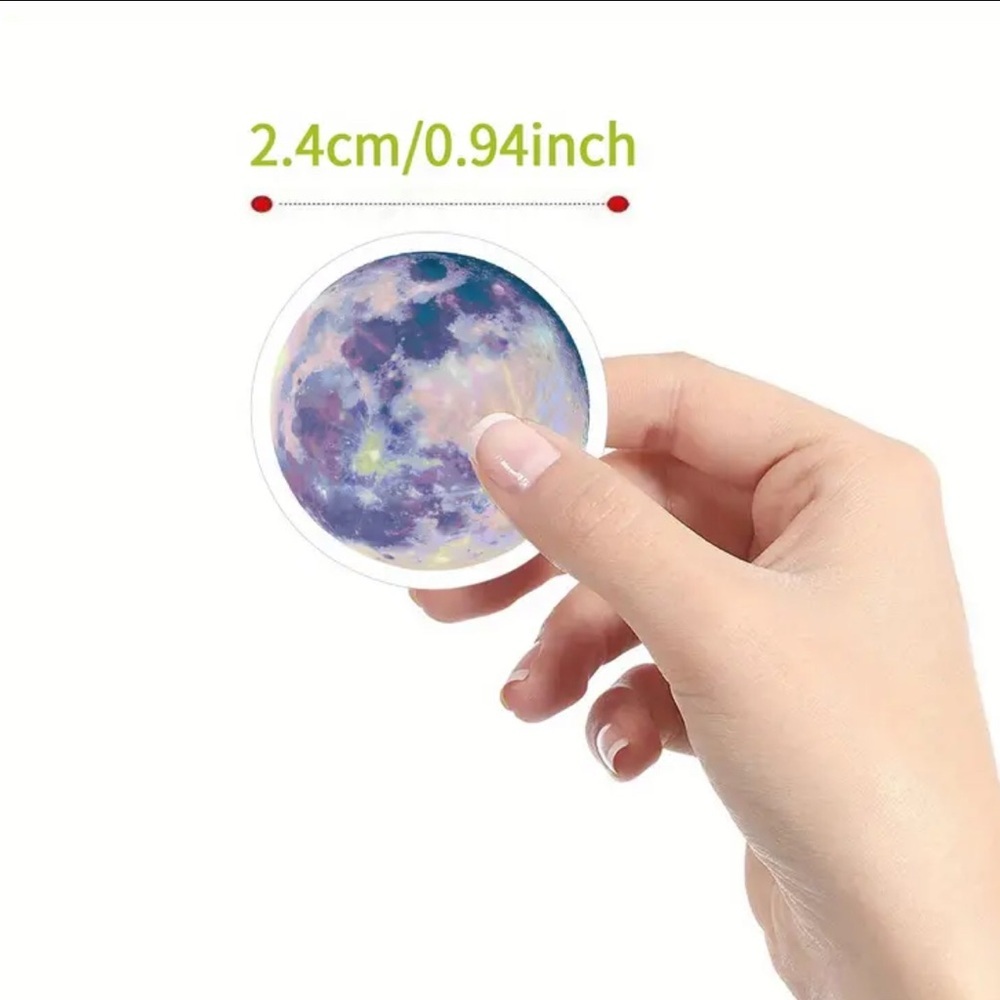 PRICE IS FIRM - Roll of 500 Moon (10 different design) Stickers - Picture 3 of 3